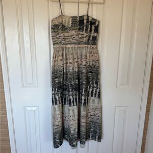 Maria Cher Elegant Strapless Black and Cream Dress